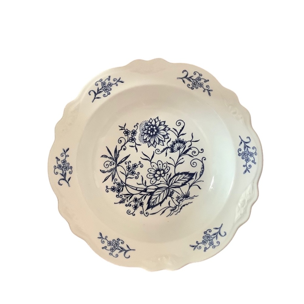 Beautiful Vintage Sheffield USA Blue Dresden Floral Bowl